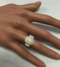 Load image into Gallery viewer, 6.10 Carats Natural Impressive Ethiopian Opal and Diamond 14K Solid Yellow Gold Ring