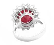 Load image into Gallery viewer, 8.20 Carats Natural Red Ruby and Diamond 14K Solid White Gold Ring