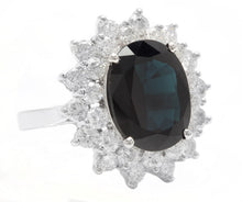 Load image into Gallery viewer, 7.50Ct Natural Blue Sapphire and Natural Diamond 14K Solid White Gold Ring