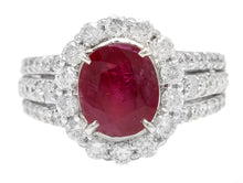 Load image into Gallery viewer, 4.57 Carats Natural Ruby and Diamond 14K Solid White Gold Ring