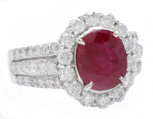Load image into Gallery viewer, 4.57 Carats Natural Ruby and Diamond 14K Solid White Gold Ring