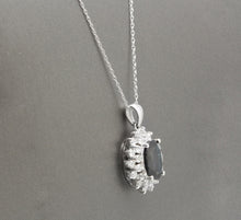 Load image into Gallery viewer, 7.30Ct Natural Sapphire and Diamond 14K Solid White Gold Necklace