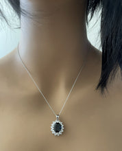 Load image into Gallery viewer, 7.30Ct Natural Sapphire and Diamond 14K Solid White Gold Necklace