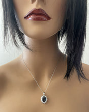 Load image into Gallery viewer, 7.30Ct Natural Sapphire and Diamond 14K Solid White Gold Necklace