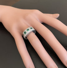 Load image into Gallery viewer, Spectacular Natural Emerald and Diamond 14K Solid White Gold Ring