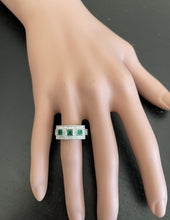 Load image into Gallery viewer, Spectacular Natural Emerald and Diamond 14K Solid White Gold Ring