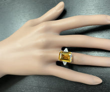 Load image into Gallery viewer, 7.35Ct Natural Citrine and Diamond 14K Solid White Gold Ring