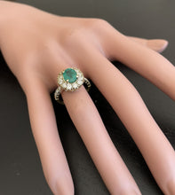 Load image into Gallery viewer, 2.50Ct Natural Emerald and Diamond 14K Solid Yellow Gold Ring