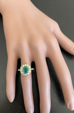 Load image into Gallery viewer, 2.50Ct Natural Emerald and Diamond 14K Solid Yellow Gold Ring