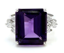 Load image into Gallery viewer, 8.35 Carats Natural Amethyst and Diamond 14K Solid White Gold Ring