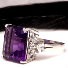 Load image into Gallery viewer, 8.35 Carats Natural Amethyst and Diamond 14K Solid White Gold Ring