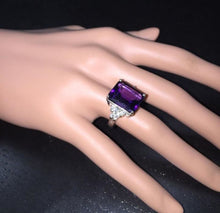 Load image into Gallery viewer, 8.35 Carats Natural Amethyst and Diamond 14K Solid White Gold Ring