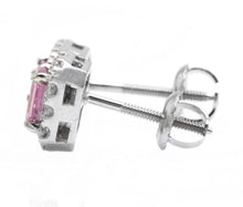 Load image into Gallery viewer, 1.05Ct Natural Pink Sapphire and Diamond 14K Solid White Gold Stud Earrings