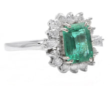 Load image into Gallery viewer, 1.45 Carats Natural Emerald and Diamond 14K Solid White Gold Ring