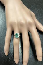 Load image into Gallery viewer, 1.45 Carats Natural Emerald and Diamond 14K Solid White Gold Ring