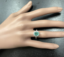 Load image into Gallery viewer, 1.45 Carats Natural Emerald and Diamond 14K Solid White Gold Ring