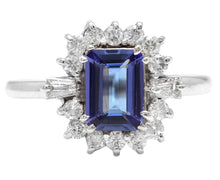 Load image into Gallery viewer, 1.45 Carats Natural Tanzanite and Diamond 14K Solid White Gold Ring