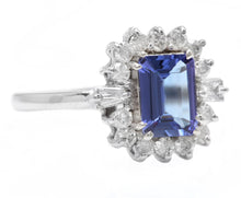 Load image into Gallery viewer, 1.45 Carats Natural Tanzanite and Diamond 14K Solid White Gold Ring