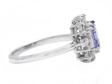 Load image into Gallery viewer, 1.45 Carats Natural Tanzanite and Diamond 14K Solid White Gold Ring