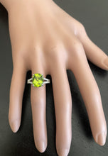 Load image into Gallery viewer, 5.00 Carats Natural Peridot and Diamond 14K Solid White Gold Ring