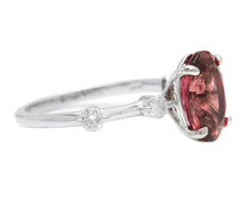 Load image into Gallery viewer, 2.35 Carats Natural Tourmaline and Diamond 14K Solid White Gold Ring