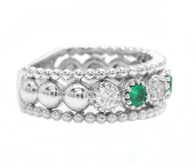 Load image into Gallery viewer, 0.70 Carats Natural Emerald and Diamond 14K Solid White Gold Ring