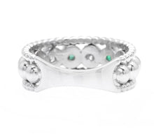 Load image into Gallery viewer, 0.70 Carats Natural Emerald and Diamond 14K Solid White Gold Ring