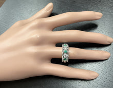 Load image into Gallery viewer, 0.70 Carats Natural Emerald and Diamond 14K Solid White Gold Ring
