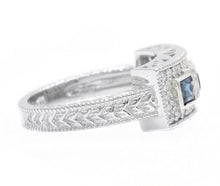 Load image into Gallery viewer, 1.20Ct Natural Blue Sapphire and Natural Diamond 14K Solid White Gold Ring