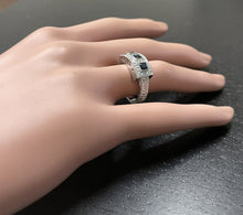 Load image into Gallery viewer, 1.20Ct Natural Blue Sapphire and Natural Diamond 14K Solid White Gold Ring