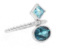 Load image into Gallery viewer, 2.20Ct Natural London &amp; Swiss Blue Topaz and Diamond 14K Solid White Gold Ring