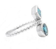 Load image into Gallery viewer, 2.20Ct Natural London &amp; Swiss Blue Topaz and Diamond 14K Solid White Gold Ring