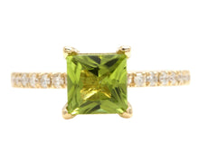 Load image into Gallery viewer, 1.60 Carats Natural Peridot and Diamond 14K Solid Yellow Gold Ring