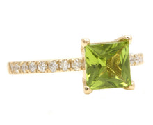 Load image into Gallery viewer, 1.60 Carats Natural Peridot and Diamond 14K Solid Yellow Gold Ring