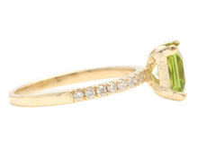 Load image into Gallery viewer, 1.60 Carats Natural Peridot and Diamond 14K Solid Yellow Gold Ring