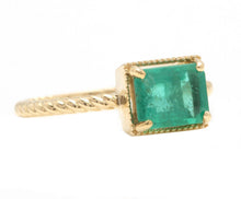Load image into Gallery viewer, 1.18 Carats Natural Emerald 14K Solid Yellow Gold Ring
