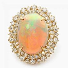 Load image into Gallery viewer, 12.50 Carats Natural Impressive Ethiopian Opal and Diamond 14K Solid Yellow Gold Ring