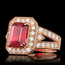 Load image into Gallery viewer, 5.10 Carats Natural Red Ruby and Diamond 14K Solid Rose Gold Ring