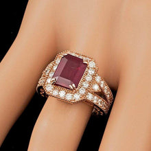 Load image into Gallery viewer, 5.10 Carats Natural Red Ruby and Diamond 14K Solid Rose Gold Ring