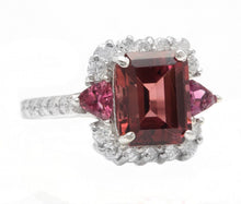 Load image into Gallery viewer, 4.70 Carats Natural Tourmaline and Diamond 14K Solid White Gold Ring