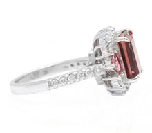 Load image into Gallery viewer, 4.70 Carats Natural Tourmaline and Diamond 14K Solid White Gold Ring