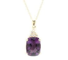 Load image into Gallery viewer, 9.85Ct Natural Amethyst and Diamond 14K Solid Yellow Gold Necklace