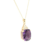 Load image into Gallery viewer, 9.85Ct Natural Amethyst and Diamond 14K Solid Yellow Gold Necklace