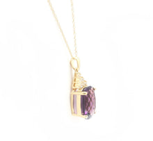 Load image into Gallery viewer, 9.85Ct Natural Amethyst and Diamond 14K Solid Yellow Gold Necklace