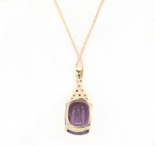 Load image into Gallery viewer, 9.85Ct Natural Amethyst and Diamond 14K Solid Yellow Gold Necklace