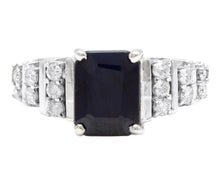 Load image into Gallery viewer, 3.65Ct Natural Blue Sapphire and Natural Diamond 14K Solid White Gold Ring