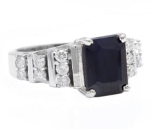 Load image into Gallery viewer, 3.65Ct Natural Blue Sapphire and Natural Diamond 14K Solid White Gold Ring