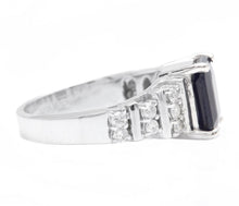 Load image into Gallery viewer, 3.65Ct Natural Blue Sapphire and Natural Diamond 14K Solid White Gold Ring
