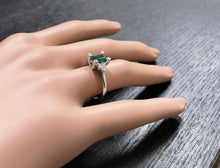 Load image into Gallery viewer, 1.22Ct Natural Emerald and Diamond 14k Solid White Gold Ring