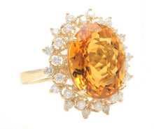 Load image into Gallery viewer, 9.75Ct Natural Citrine and Diamond 14K Solid Yellow Gold Ring